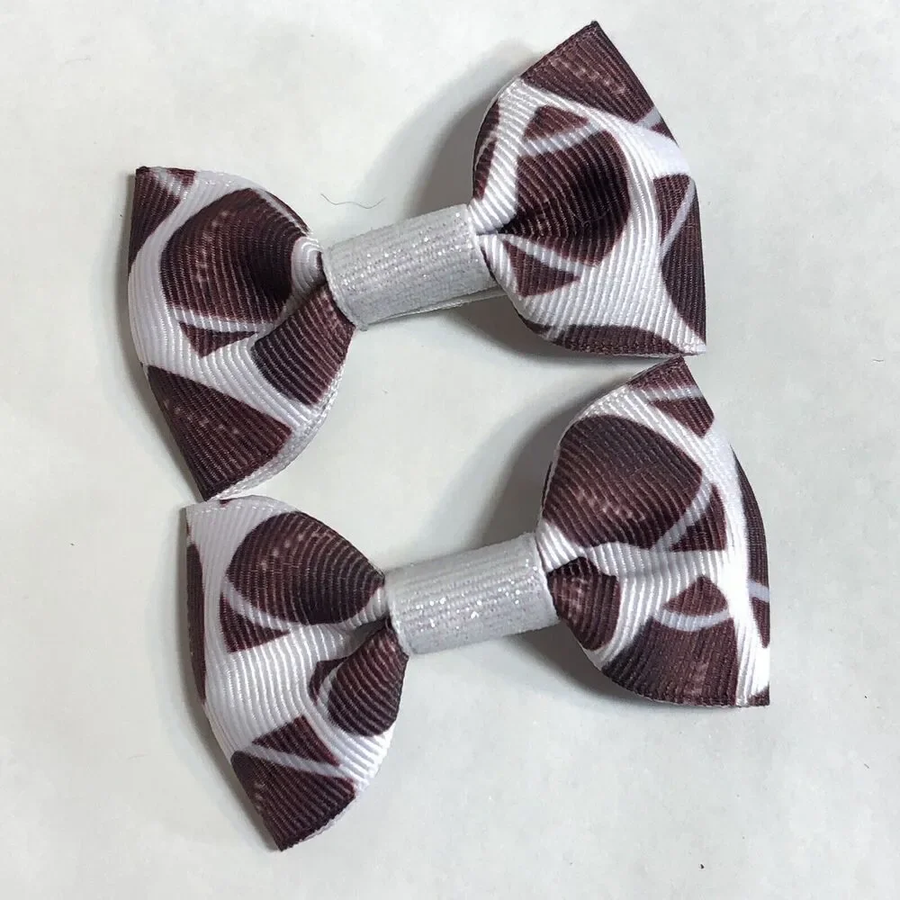 Hair Clip Barrette Lot Ribbon Bow Knot Trendy New Coquette Pink and Footballs
